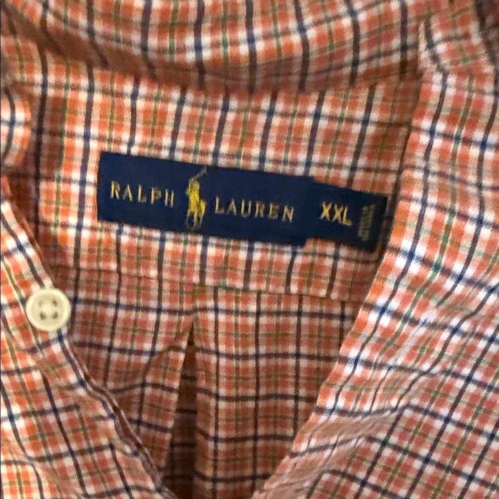 Ralph Lauren Men's Orange Plaid Shirt - Picture 5 of 5
